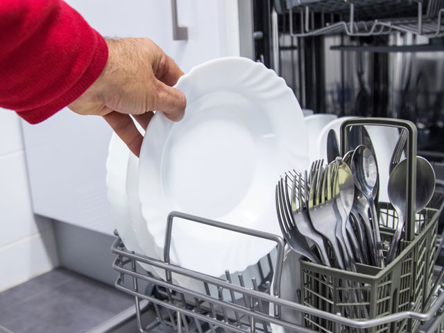 Loading a dishwasher